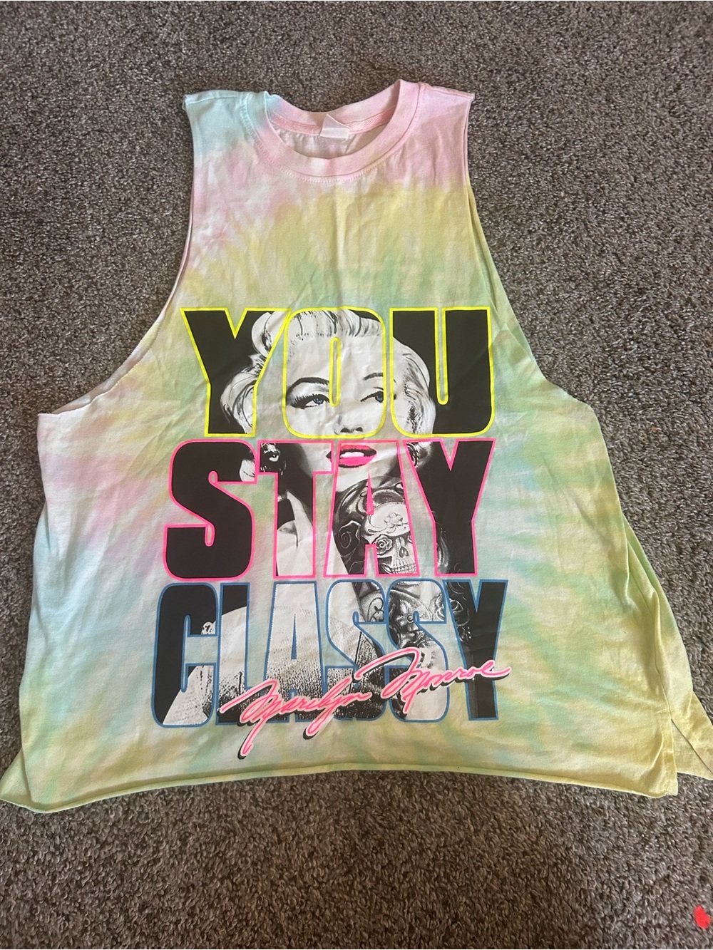 Pastel Tie-Dye Graphic Muscle Tank - YOU STAY CLASSY